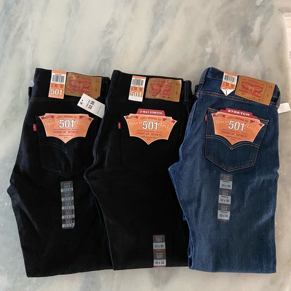 Bundle of  3X Levi's Men's 501 Original Fit Jeans Straight Leg Button Fly
